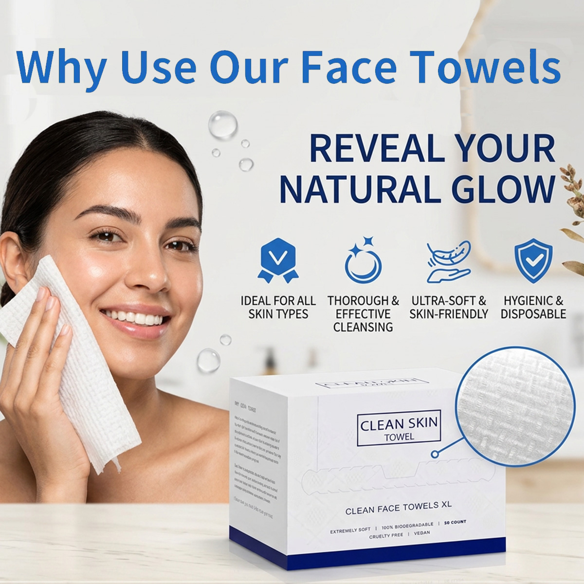 Xl Skincare - 50 szt./pudełko Jednorazowe ręczniki do twarzy